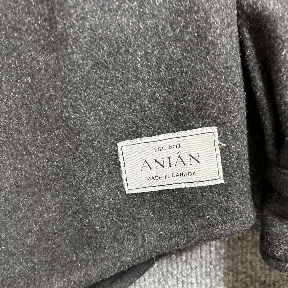 Anian Modern Melton‎ Overshirt Dark Gray Size Large Recycled Wool Shirt Jacket